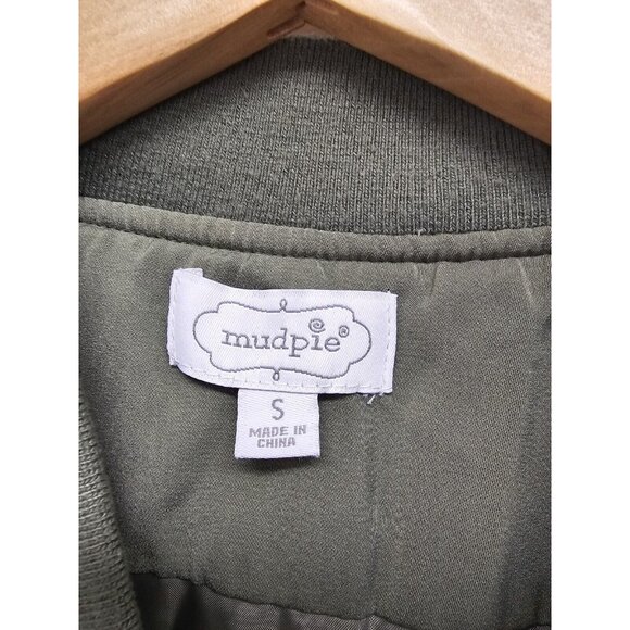 Mud Pie Womens Size Small Nolan Ruffles Bomber Jacket Size Small Green Pockets - Picture 5 of 9